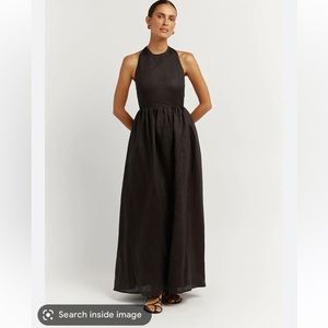 NWT Cooper Black Linen Midi Dress